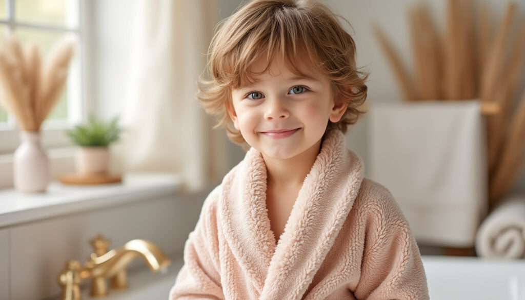 entdecken sie unsere gemütlichen und stilvollen bademäntel für kinder – perfekter komfort für die kleinen nach dem baden oder am morgen.